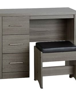Grey 3 Drawers Dressing Table with Stool Comfort Zone
