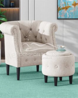 Tufted Chair with Round Ottoman Comfort Zone