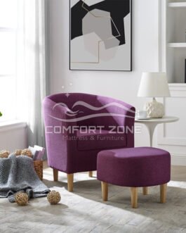 Camilla Fabric Barrel Chair with Ottoman Set Comfort Zone