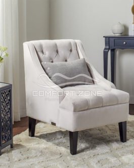 Ivory Velvet Tufted Accent Chair Comfort Zone