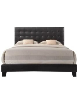 Masate Espresso Leather Upholstered Bed Comfort Zone