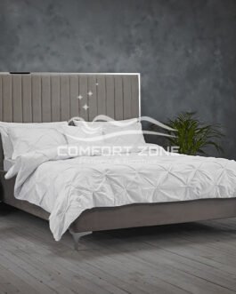 King Size Bed Frame with Mirrored Headboard Trim Comfort Zone