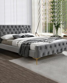 Tufted Low Profile Bed Velvet Bed Comfort Zone