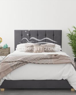 King Size Ottoman Bed in Grey Velvet Comfort Zone
