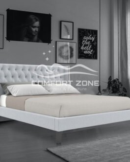 Upholstered Bed in Light Grey Color Comfort Zone