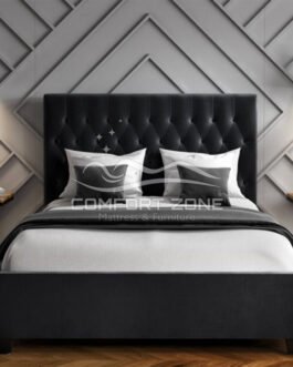 Dark Grey Velvet Double Ottoman Bed Comfort Zone