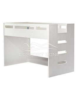 White Twin Loft Bed with Right Ladder Comfort Zone