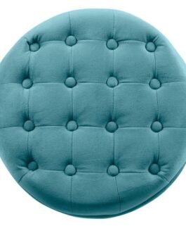 Round Button Tufted Storage Ottoman Comfort Zone