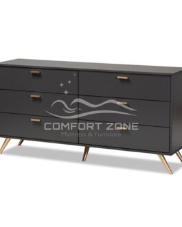 Dark Grey and Gold Finished 6-Drawer Dresser Comfort Zone