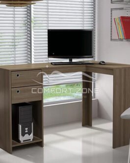 Corner L-Shape Computer Table in Walnut Comfort Zone