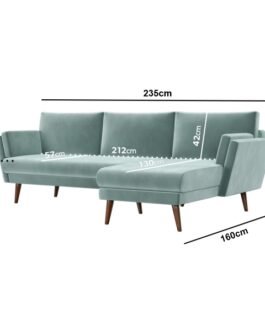 Mint Green Velvet L Shaped Sofa Comfort Zone
