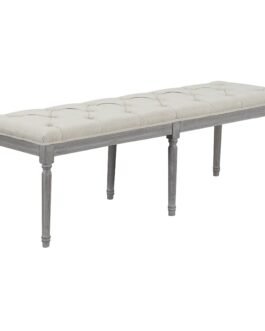 Beige Upholstered Tufted Bench Comfort Zone