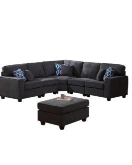 Woven 6Pc Modular Sectional Sofa with Ottoman Comfort Zone