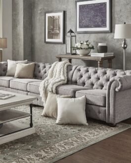 Grey Extra Long Tufted Modular Sofa Comfort Zone