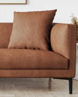 Tan Brown Faux Leather 3 Seater Sofa Comfort Zone