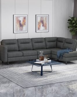 Modern Fabric Upholstered Sofa with Chaise Lounge Comfort Zone
