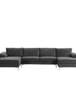 Modern XL Velvet Upholstery U-Shaped Sectional Sofa Comfort Zone