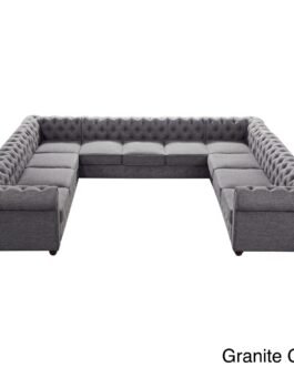 Garcia Tufted Linen U-shaped Sectional Sofa