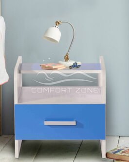 Bedside Table in White & Blue Finish Comfort Zone
