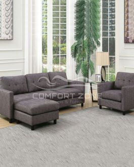 Sectional Sofa in Gray Fabric Comfort Zone