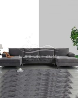 Modern XL Velvet Upholstery U-Shaped Sectional Sofa Comfort Zone