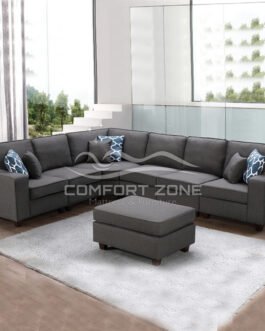 7-piece Dark Gray Linen Modular Sectional Sofa Comfort Zone