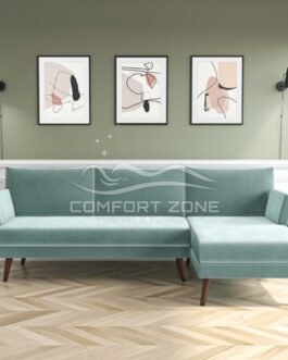 Mint Green Velvet L Shaped Sofa Comfort Zone