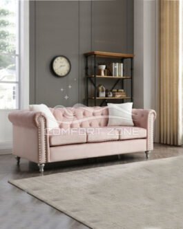 Velvet Tufted Sofa Comfort Zone