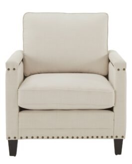 Hersfeld Ivory Fabric Chair with Nailhead Trim Comfort Zone