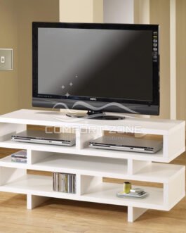 Modern TV Stand in White Wood Finish Comfort Zone