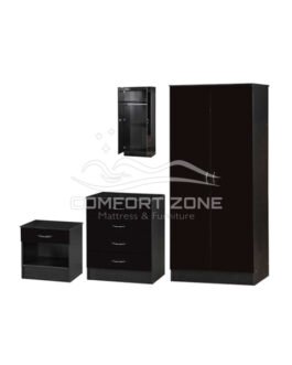 3-Piece Standard 2 Door Wardrobe Set in Black Comfort Zone