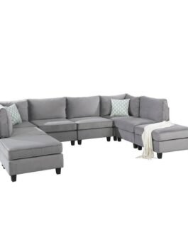 Simona Grey Velvet 8Pc Modular Sectional Sofa Set Comfort Zone