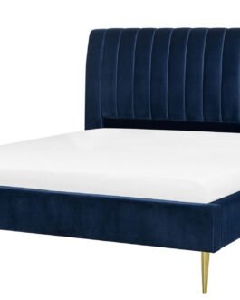Blue Channel Tufted Velvet Bed Comfort Zone