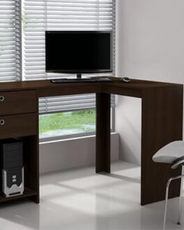 Corner L-Shape Computer Table in Walnut Comfort Zone