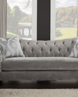 Royal Style Tufted sofa in light mocha fabric Comfort Zone