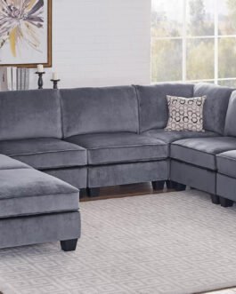 Velvet Grey Modular Sectional Sofa